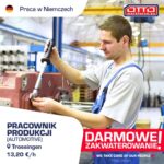 Dam pracę w Niemczech pracownik produkcji w branży automotive od zaraz w Trossingen