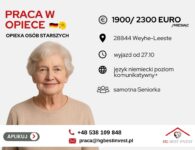 Praca w Niemczech jako opiekunka do starszej Pani 88 l. z Weyhe-Leeste
